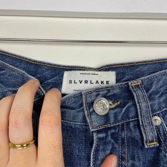 SLVRLAKE Jessy Jean blue in forbidden love high rise straight size 25 - Picture 4 of 8